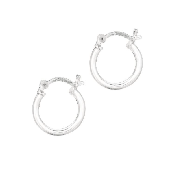 Silver Polished Hoop Earrings, 10mm