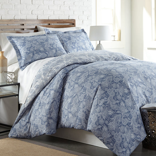 Madeline Print Duvet Slip Cover Set, Blue