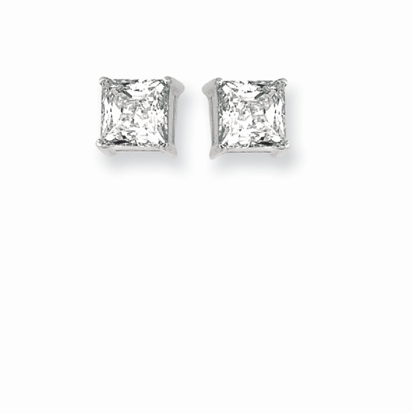 Silver Princess CZ Earring, 6mm