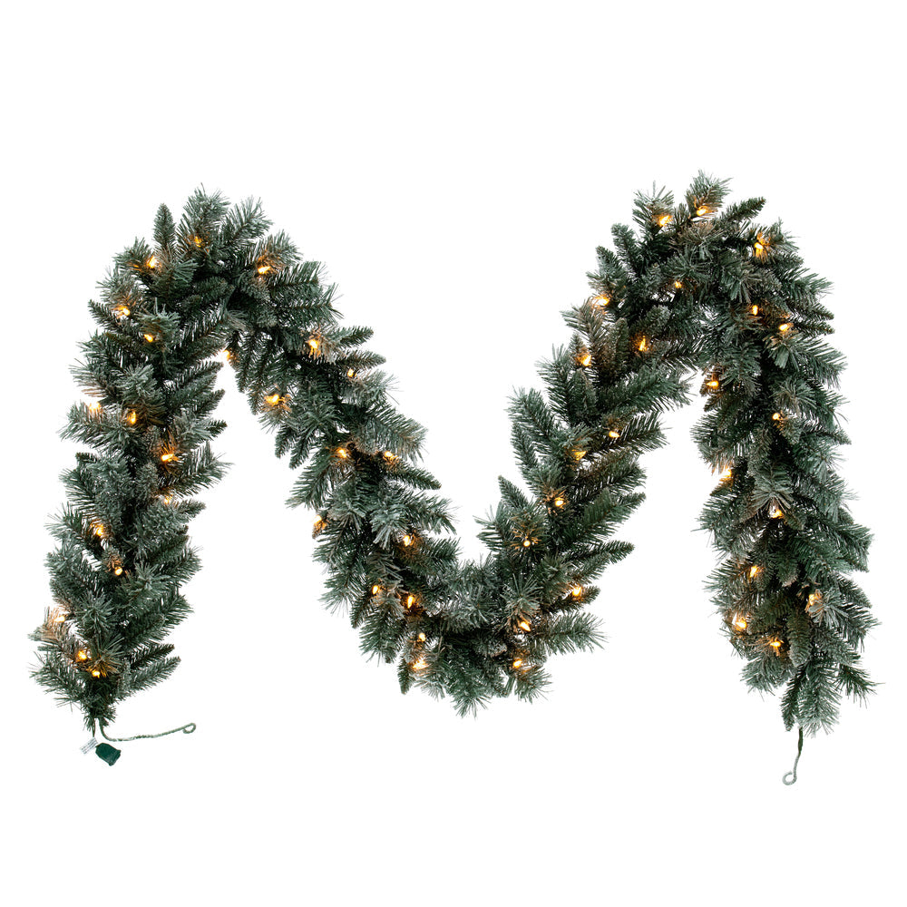 PreLit Frosted Mixed Pine Garland, 9ft