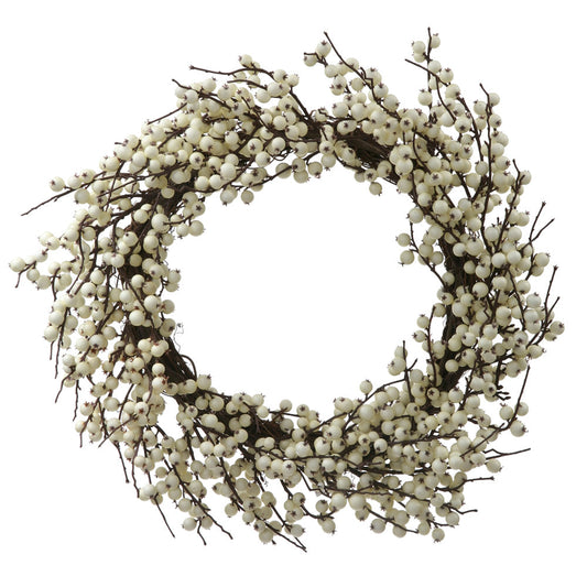 Artificial White Berry Wreath, 28"