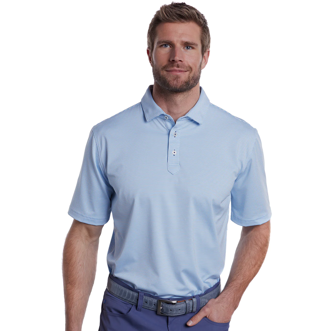 Stitch Atlantic Stripe Polo, Bluebell