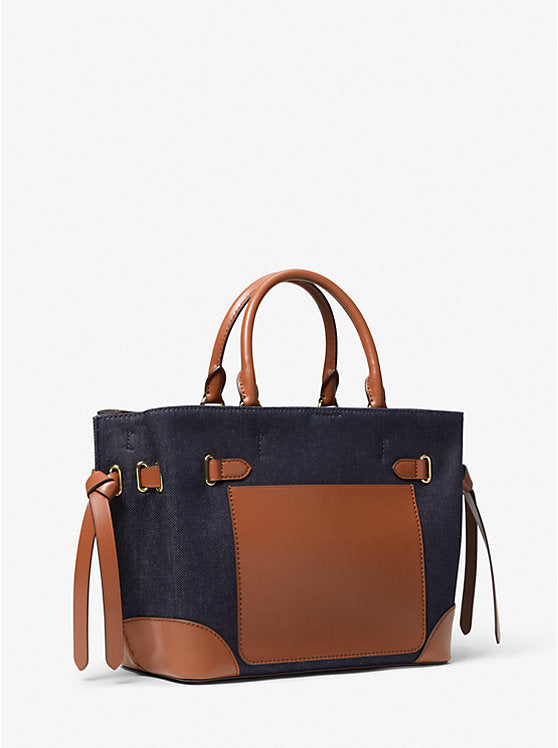 Micheal Kors Hamilton Legacy Satchel, Denim & Leather